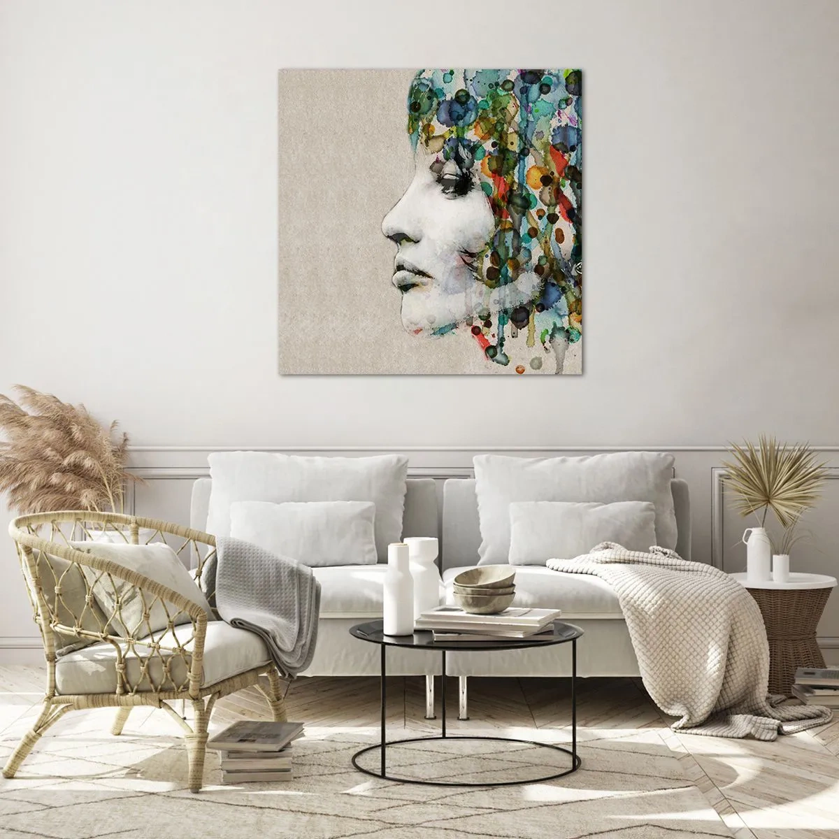 Glasbild - Bild auf glas - Sie tauchte aus dem Grau auf - 50x50 cm