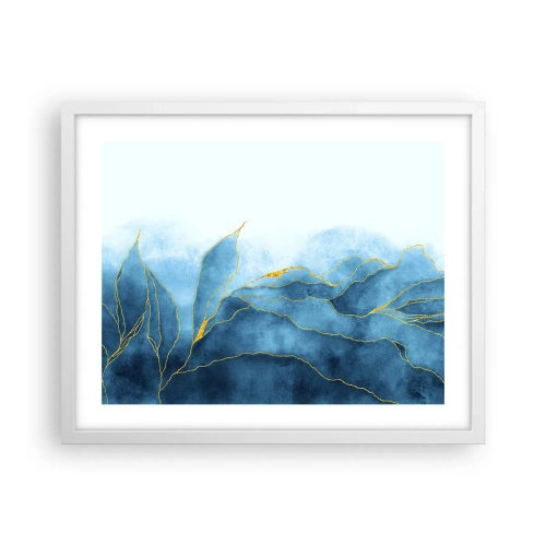 Poster in einem weißen Rahmen - Blau im Gold - 50x40 cm
