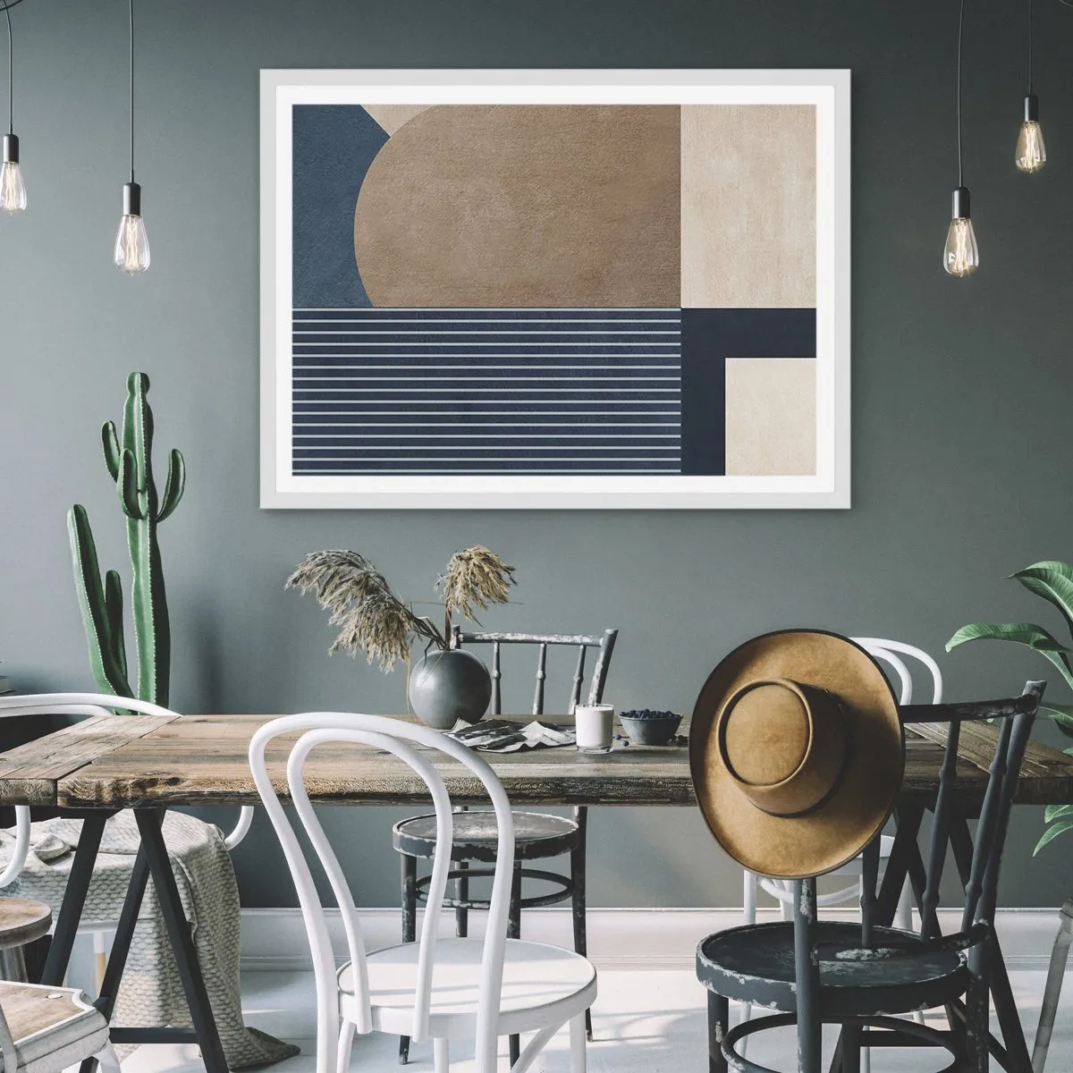 Poster in einem weißen Rahmen - Komposition aus Einfachheit und Rundheit - 70x50 cm