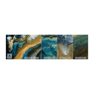 Fototapeten Muster Premium Sand - Blau - Gelb - gegenseitige Beeinflussung - Abstraktion, Stück, Grafik - 100x30 cm