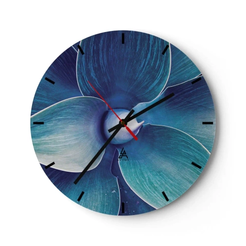 Wanduhr - Glasuhr - Blaues Pflanzendetail mit abstrakter Form - 30x30cm - Bläulich vom Himmel - Moderne Wanddekoration für Wohnzimmer, Küche und Schlafzimmer ARTTOR