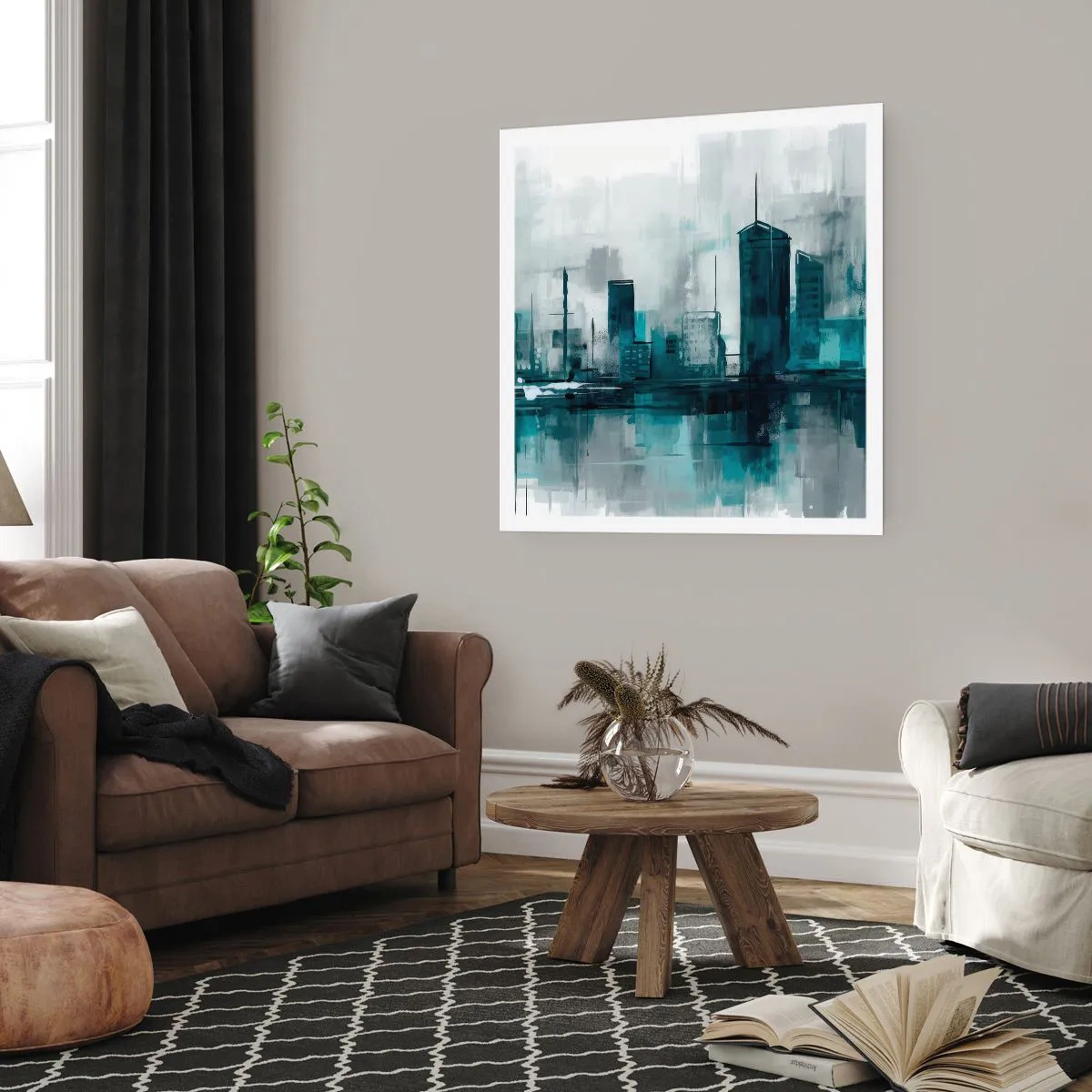 Poster - Eine Stadt in der Farbe des Regens - 50x50 cm