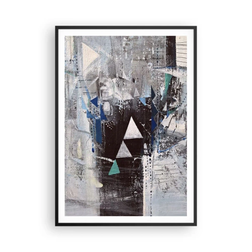 Poster in einem schwarzem Rahmen - Überschreibende Reihenfolge der Dreiecke - 70x100 cm