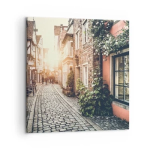 Bild auf Leinwand - Leinwandbild - Rosenallee im rosa Schein - 50x50 cm
