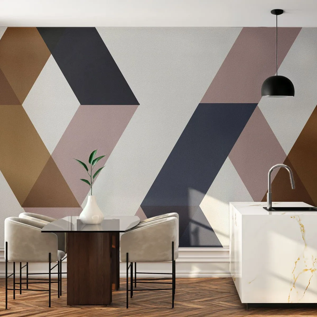 Fototapete Premium Canvas - Ebenen und Winkel - Abstraktion, Stück, Moderne Kunst - 400x280 cm