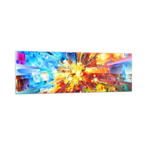 Glasbild - Bild auf glas - Eine dynamische Explosion aus Farbe und Licht - 160x50cm - In Medienauflösung - Moderne Wanddekoration für Wohnzimmer und Schlafzimmer ARTTOR