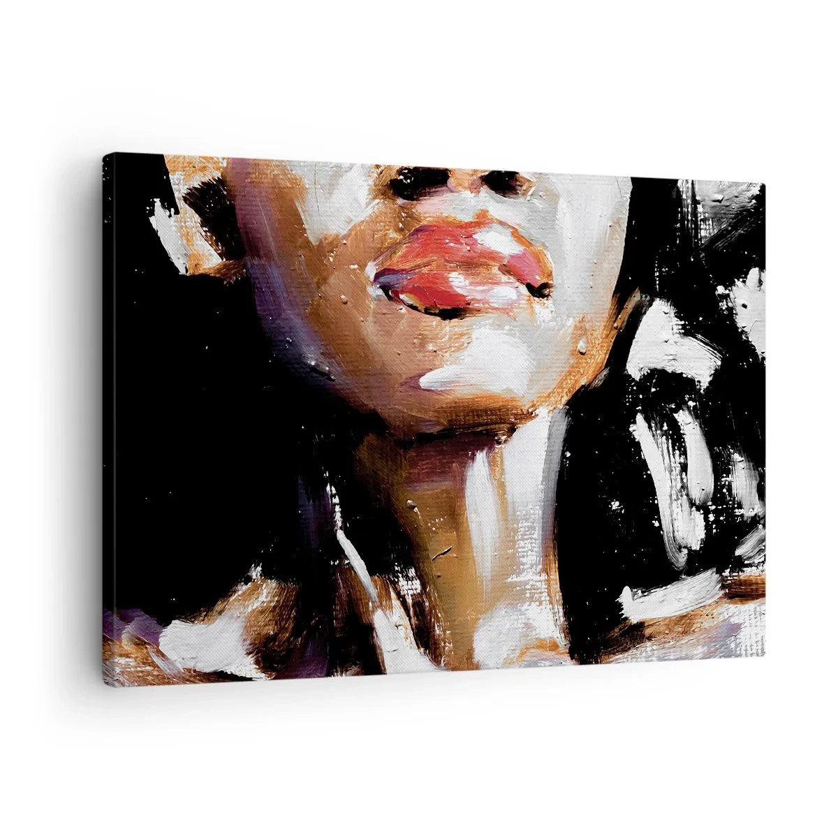 Bild auf Leinwand - Leinwandbild - Porträt einer Frau in ausdrucksstarkem malerischem Stil vor dunklem Hintergrund - 70x50cm - Stolz ohne Vorurteile - Moderne Wanddekoration für Wohnzimmer und Schlafzimmer ARTTOR