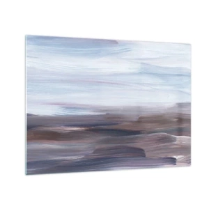 Glasbild - Bild auf glas - Horizontale Wasserstreifen in Blau- und Brauntönen im abstrakten Stil - 70x50cm - Elemente: Wasser - Moderne Wanddekoration für Wohnzimmer und Schlafzimmer ARTTOR