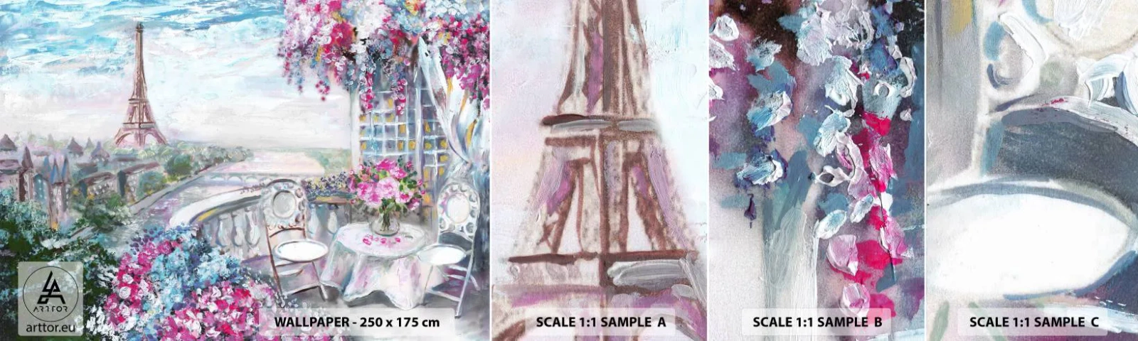 Fototapetenmuster Standard Eco - Am schönsten ist es hier im Mai - Stadt, Eiffelturm, Paris - 100x30 cm