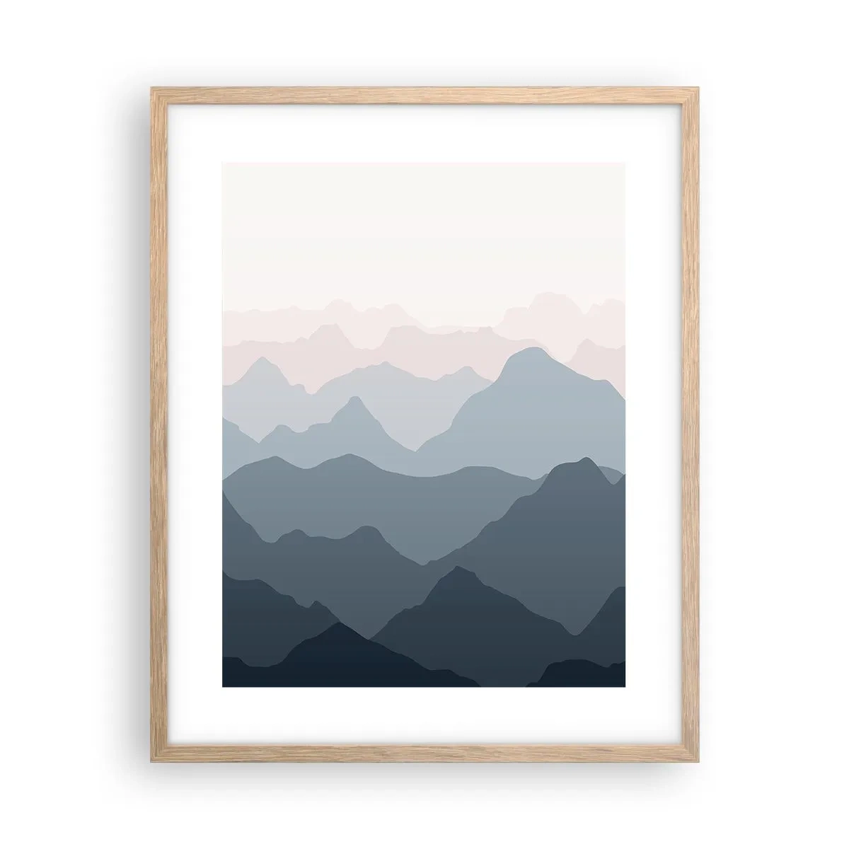 Poster in einem Rahmen aus heller Eiche - Wellen der Berge - 40x50 cm