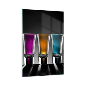 Glasbild - Bild auf glas - Bunte Gläser auf schwarzem Hintergrund - 80x120cm - Die Farben der Freude - Moderne Wanddekoration für Wohnzimmer und Schlafzimmer ARTTOR