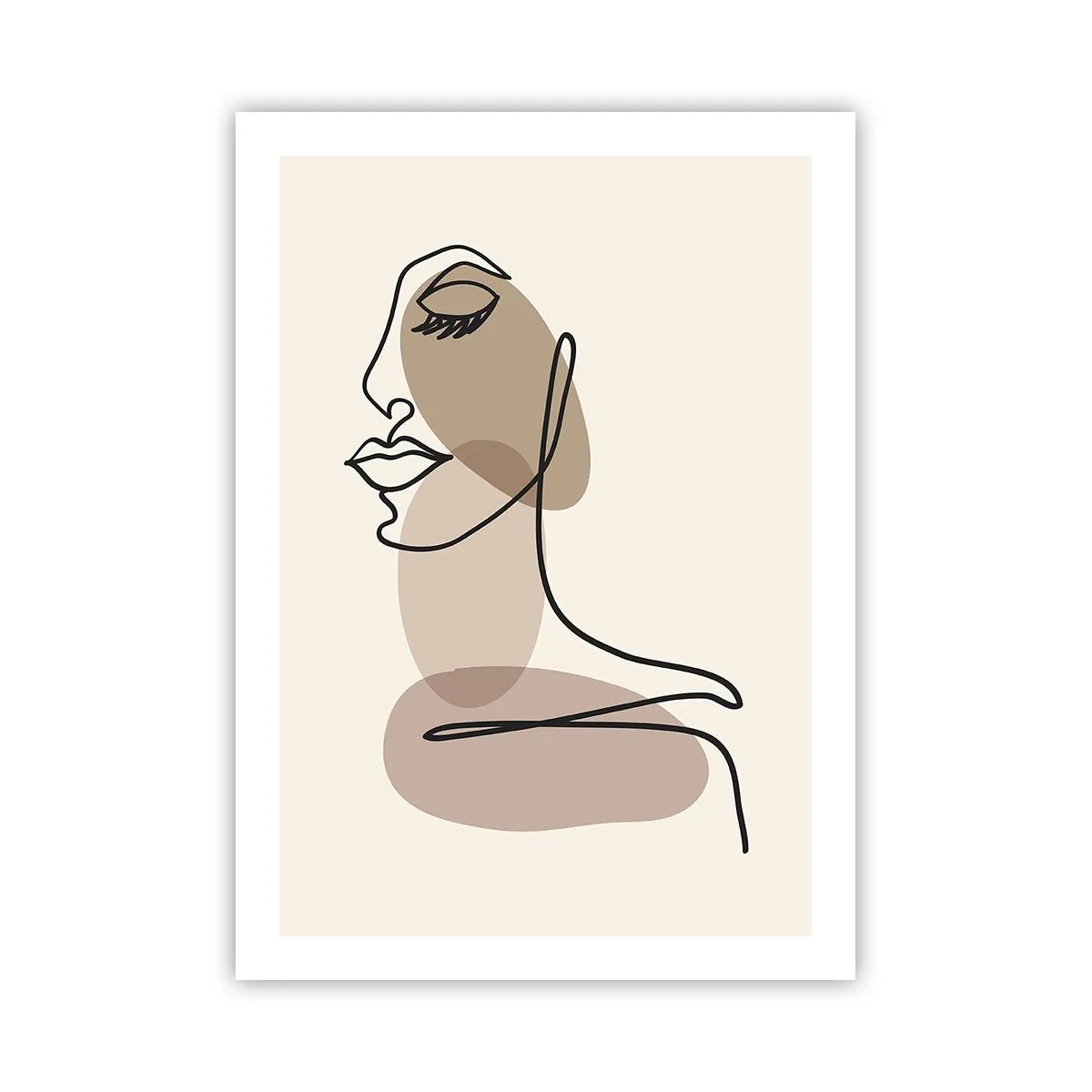 Poster - Ein minimalistisches Frauenporträt in abstrakten Brauntönen - 50x70cm - Eine gewisse Linie der Schönheit - Moderne Wanddekoration für Wohnzimmer und Schlafzimmer ARTTOR