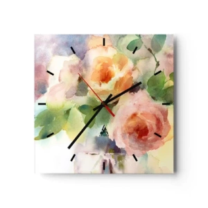Wanduhr - Glasuhr - Zart wie Aquarell - 40x40 cm