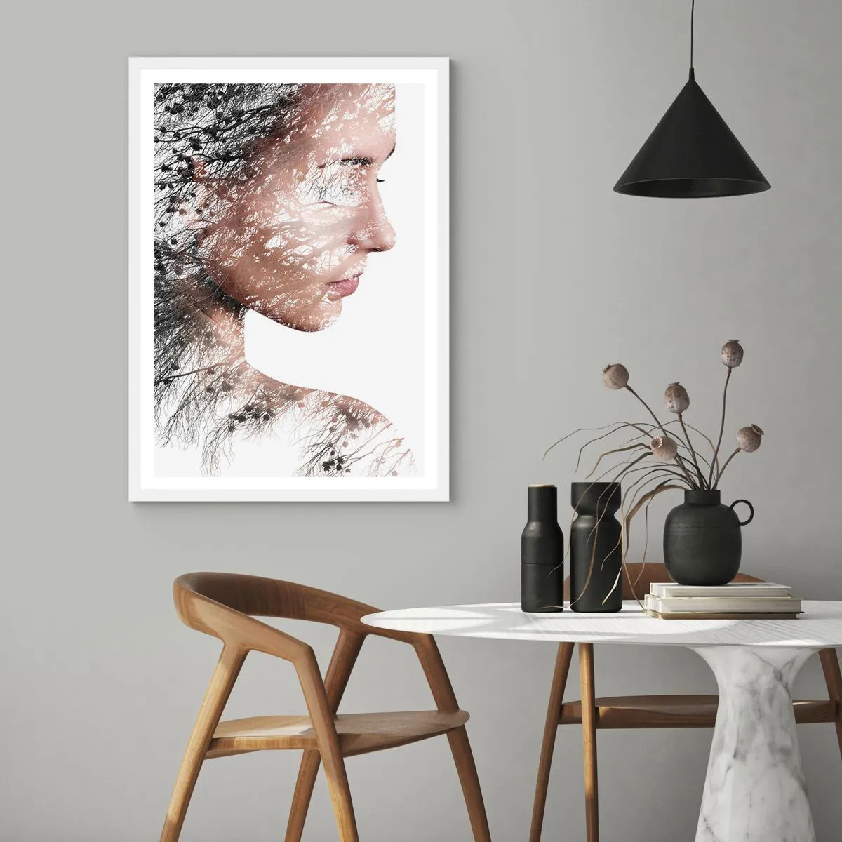 Poster in einem weißen Rahmen - Der Geist des Waldes - 40x50 cm