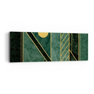 Bild auf Leinwand - Leinwandbild - Dynamik von Gold und Azurblau - 90x30 cm