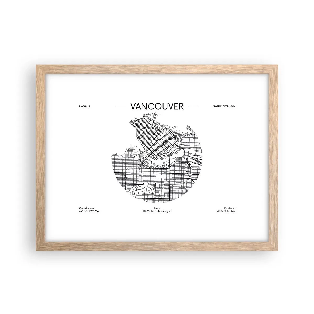 Poster in einem Rahmen aus heller Eiche - Anatomie von Vacouver - 40x30 cm