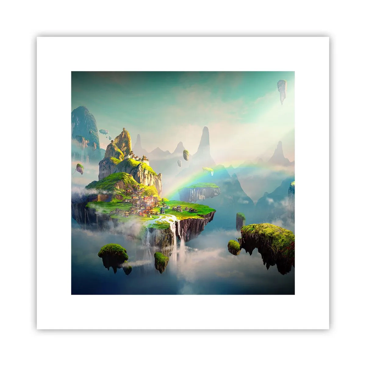 Poster - Mitten am Himmel - glückliche Inseln - 30x30 cm