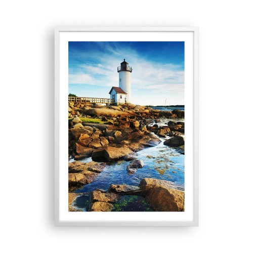 Poster in einem weißen Rahmen - Komm glücklich zurück, ich warte - 50x70 cm