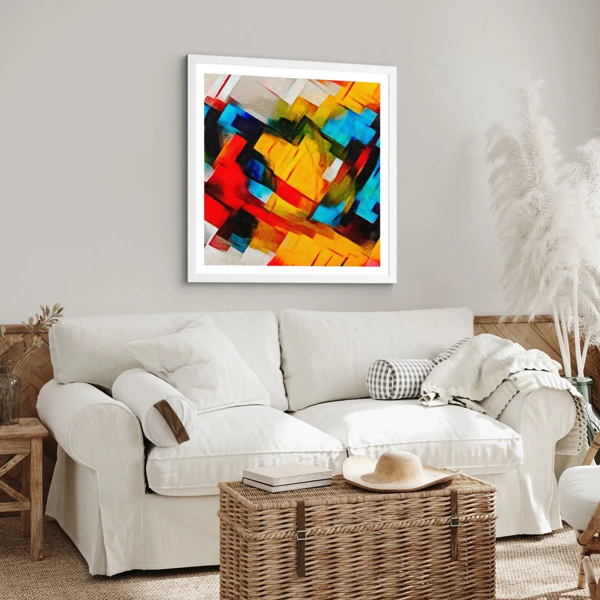 Poster in einem weißen Rahmen - Ein bunter Interleaver - 60x60 cm