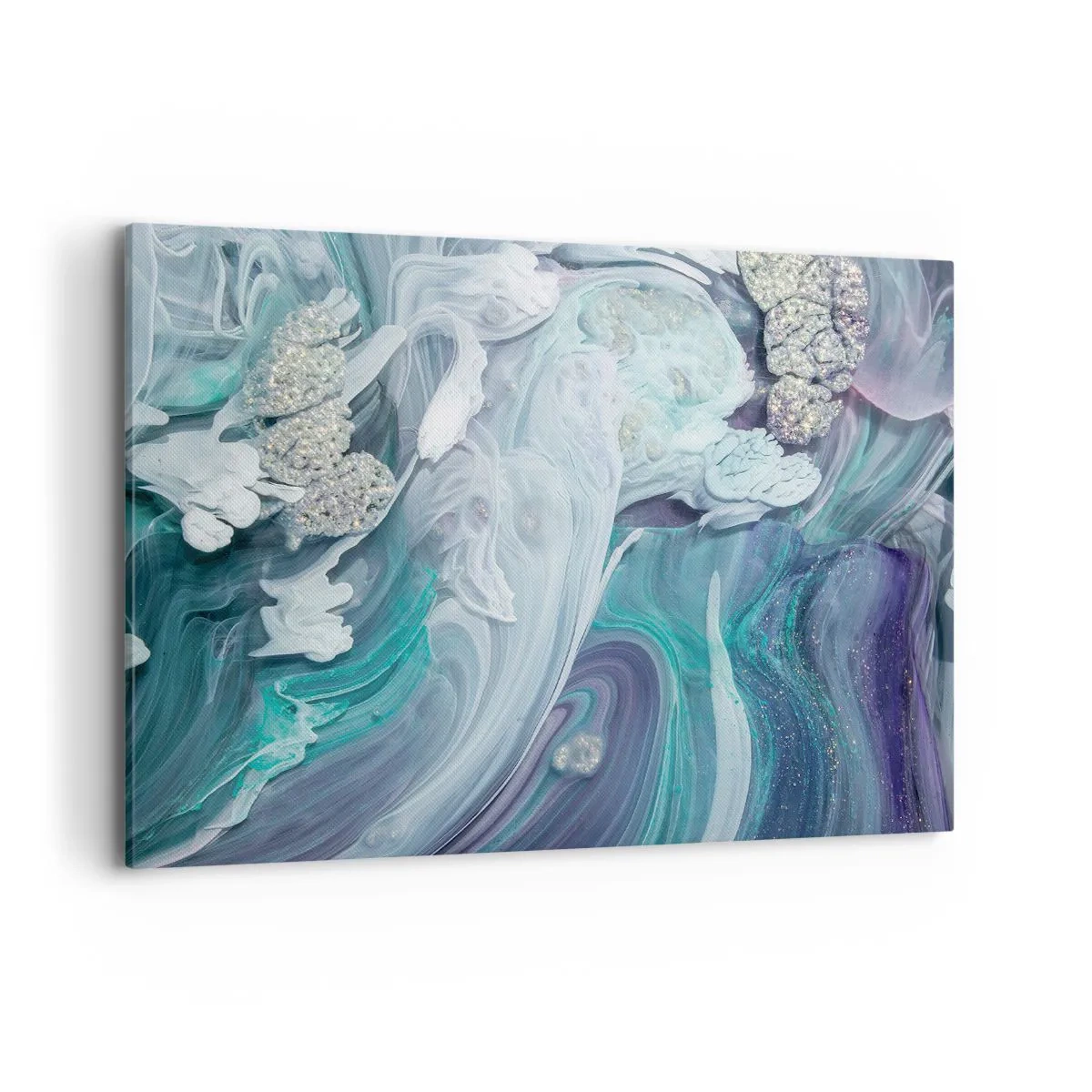 Bild auf Leinwand - Leinwandbild - Abstrakte Wirbel in Blau- und Weißtönen - 120x80cm - Strömungen von Himmelblau - Moderne Wanddekoration für Wohnzimmer und Schlafzimmer ARTTOR