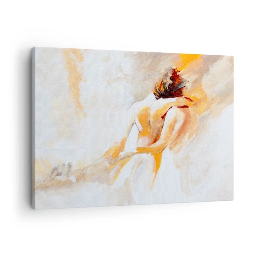 Bild auf Leinwand - Leinwandbild - Abstrakte Szene einer romantischen Umarmung - 70x50cm - Am Himmel der Nähe - Moderne Wanddekoration für Wohnzimmer und Schlafzimmer ARTTOR