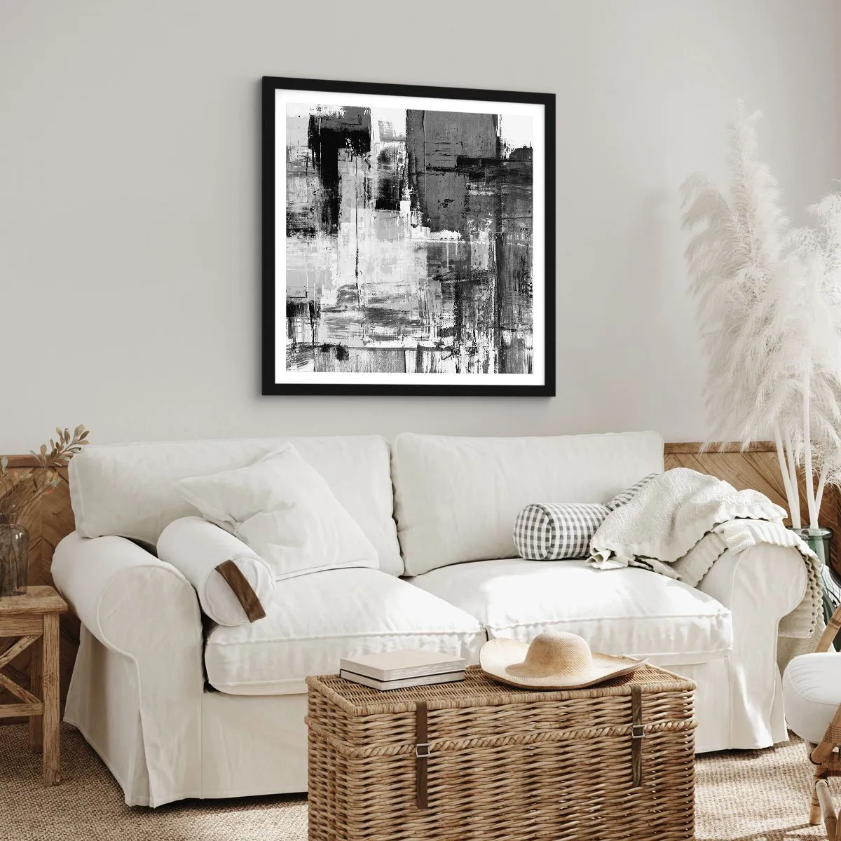 Poster in einem schwarzem Rahmen - Wunderschönes Grau - 30x30 cm