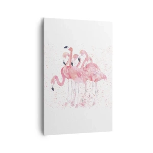 Bild auf Leinwand - Leinwandbild - Rosa Flamingos im künstlerischen Aquarellstil - 80x120cm - Rosa Ensemble - Moderne Wanddekoration für Wohnzimmer und Schlafzimmer ARTTOR