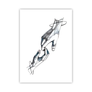 Poster - Abstrakte Hände in einer künstlerischen Komposition aus Linien und Farben - 50x70cm - Eine gute Geste - Moderne Wanddekoration für Wohnzimmer und Schlafzimmer ARTTOR