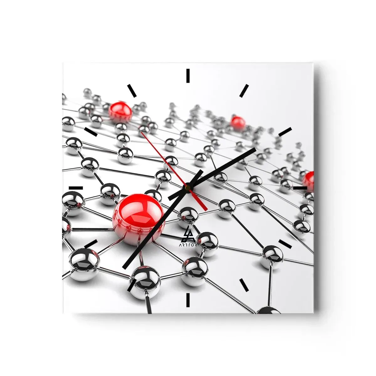 Wanduhr - Glasuhr - Silbriges Netz - 40x40 cm