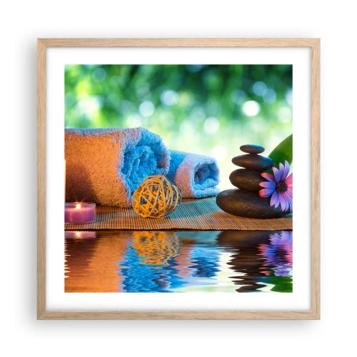 Poster in einem Rahmen aus heller Eiche - Zeit für den Körper - 50x50 cm