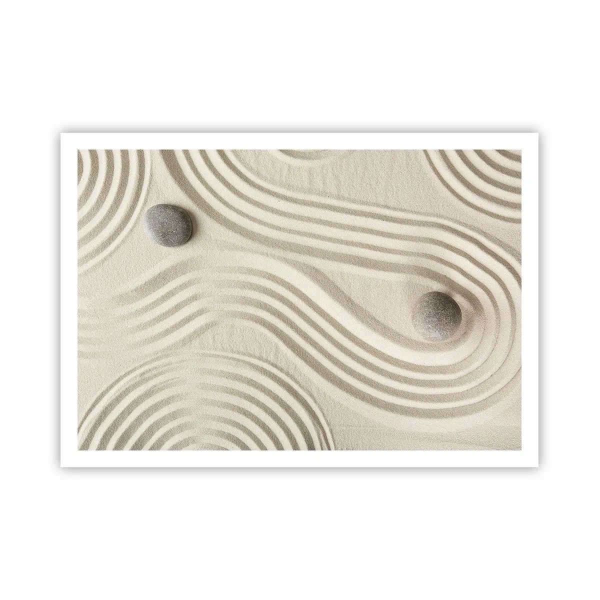 Poster - Minimalistisches Zen-Design mit Sand und Steinen - 100x70cm - Ein Hauch von Wärme - Moderne Wanddekoration für Wohnzimmer und Schlafzimmer ARTTOR