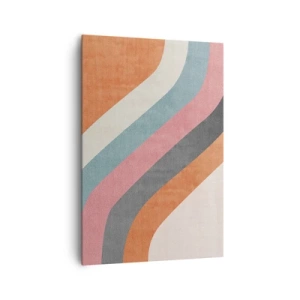 Bild auf Leinwand - Leinwandbild - Bunte Retro-Streifen - 70x100cm - Diagonale Komposition – Bewegung - Moderne Wanddekoration für Wohnzimmer und Schlafzimmer ARTTOR