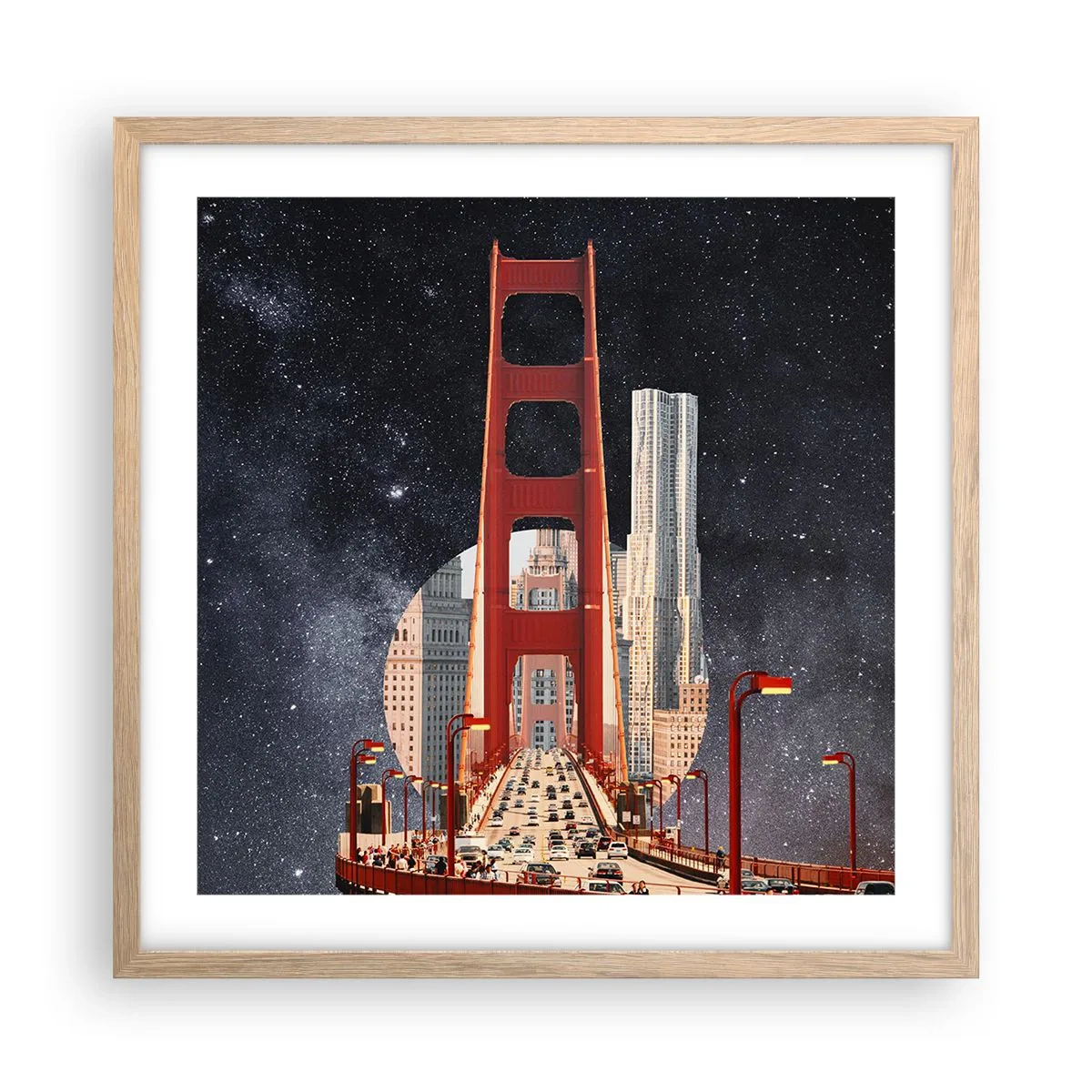 Poster in einem Rahmen aus heller Eiche - Immer im Mittelpunkt - 50x50 cm