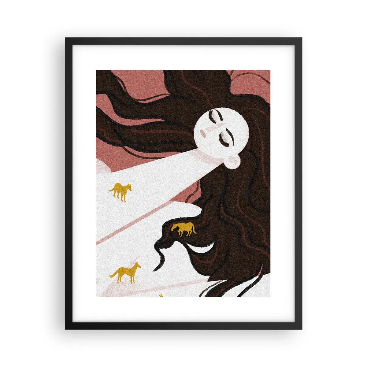 Poster in einem schwarzem Rahmen - Traum von einem goldenen Pferd - 40x50 cm