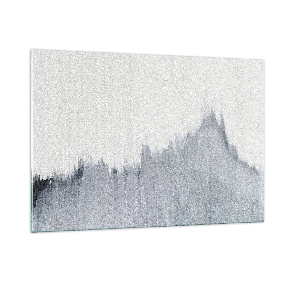 Glasbild - Bild auf glas - Eine abstrakte Komposition in Grautönen, die einer Schallplatte vor weißem Hintergrund ähnelt. - 120x80cm - Mysteriöse Aufzeichnung - Moderne Wanddekoration für Wohnzimmer und Schlafzimmer ARTTOR