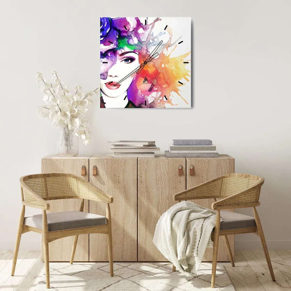 Wanduhr - Glasuhr - Mit dem Kopf in den Wolken - 40x40 cm