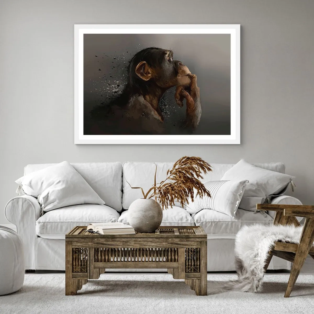 Poster in einem weißen Rahmen - Sicherlich ein Denker - 60x60 cm