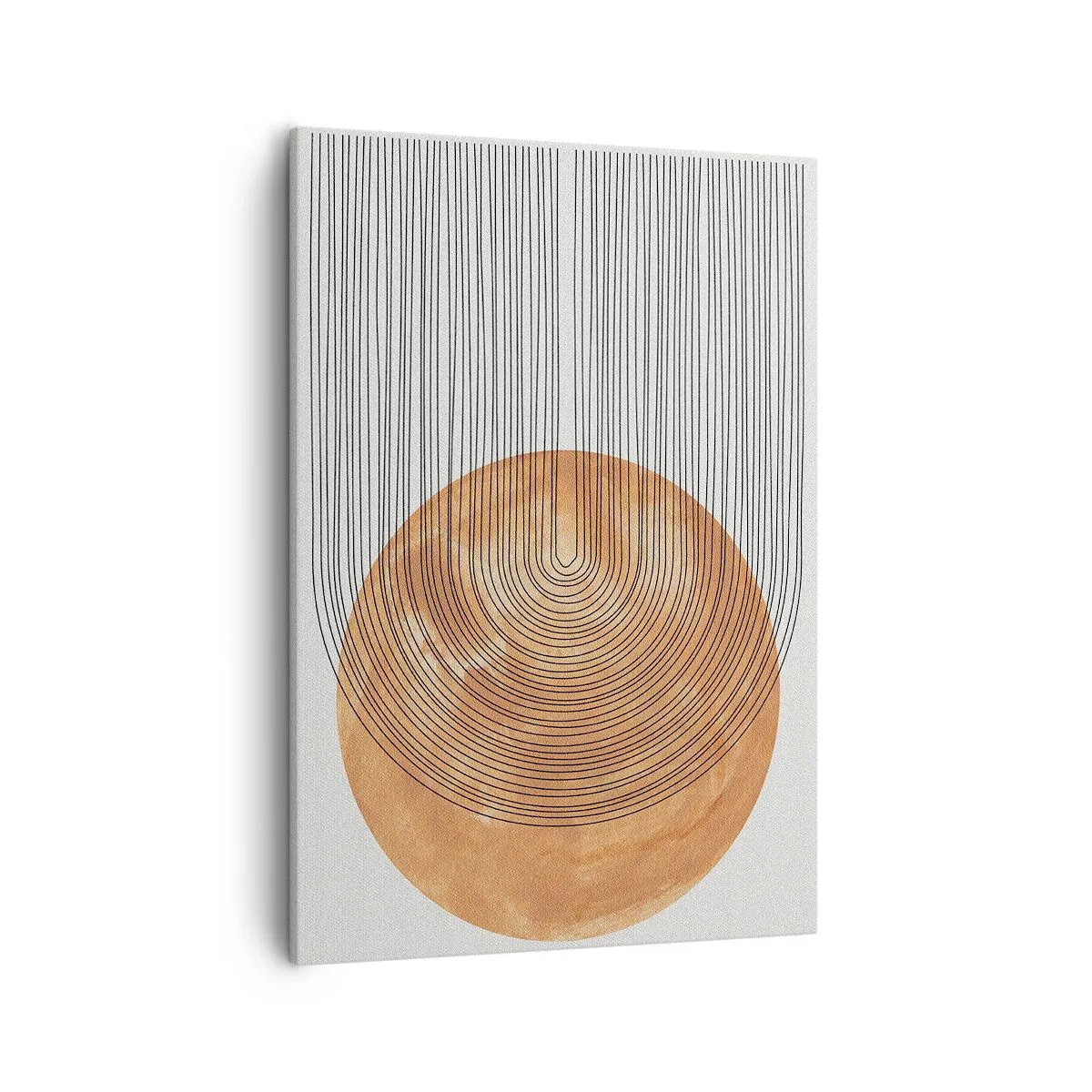 Bild auf Leinwand - Leinwandbild - Geometrische Komposition mit Kreisen und Linien in warmen Farben. - 50x70cm - SonnenKomposition - Moderne Wanddekoration für Wohnzimmer und Schlafzimmer ARTTOR