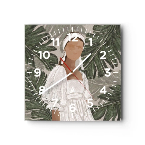 Wanduhr - Glasuhr - Exotisches Porträt - 40x40 cm