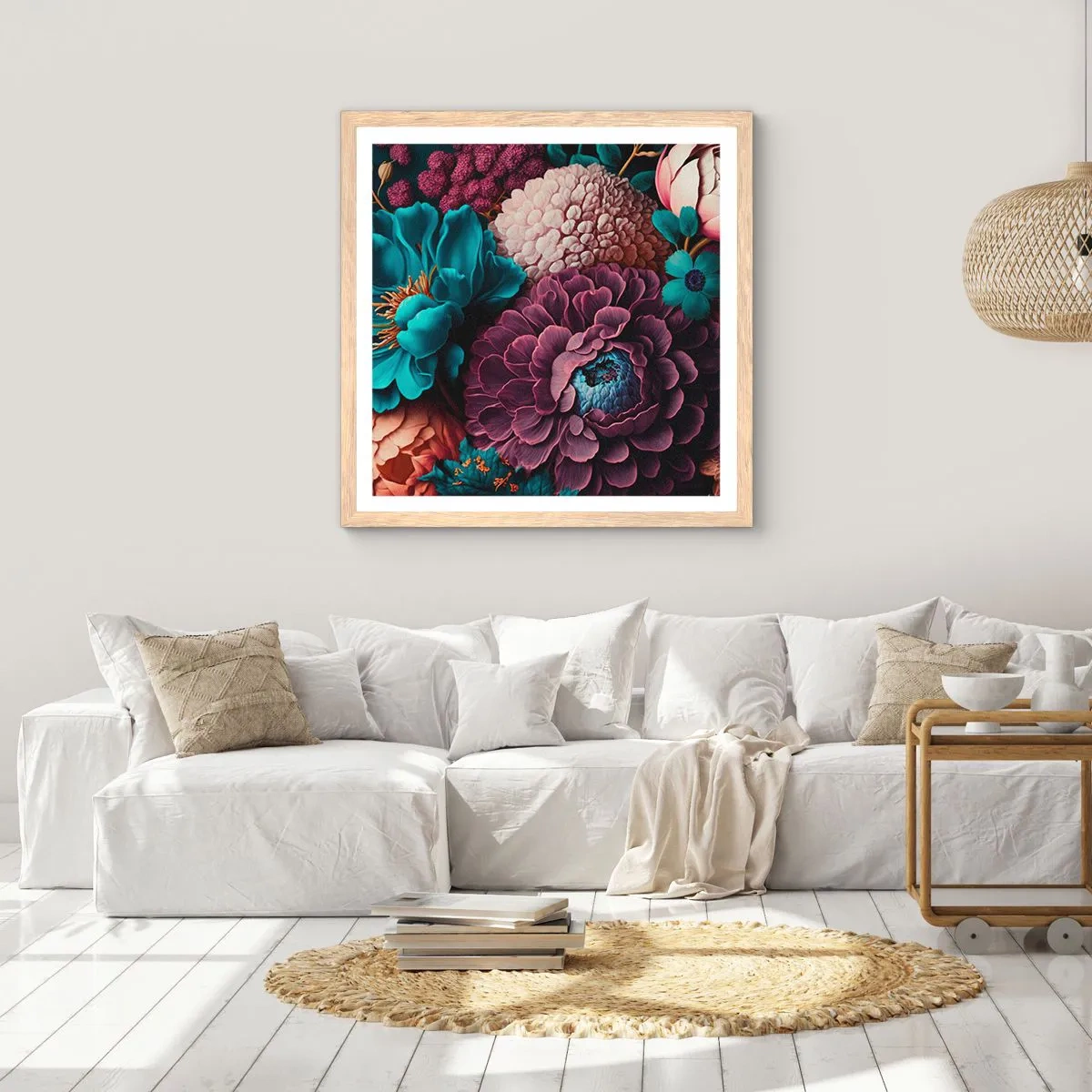 Poster in einem Rahmen aus heller Eiche - Natur in Hülle und Fülle - 30x30 cm