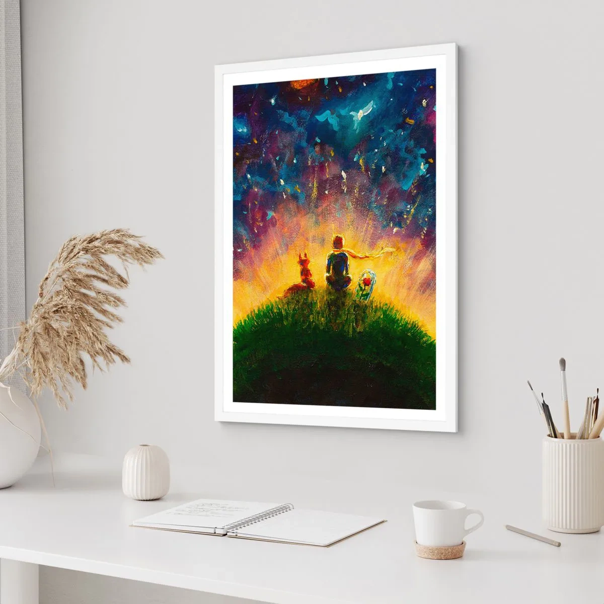 Poster in einem weißen Rahmen - Liebe und Freundschaft - die ganze Welt - 70x100 cm