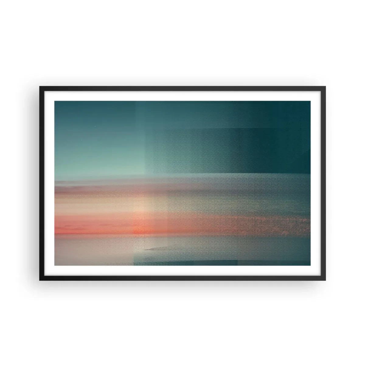 Poster in einem schwarzem Rahmen - Abstraktion: Lichtwellen - 91x61 cm