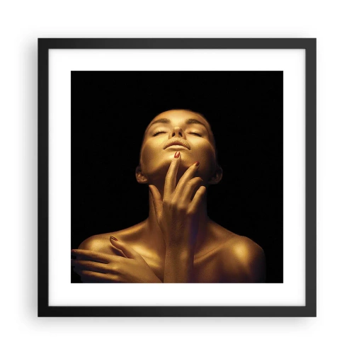 Poster in einem schwarzem Rahmen - Wie goldene Seide - 40x40 cm