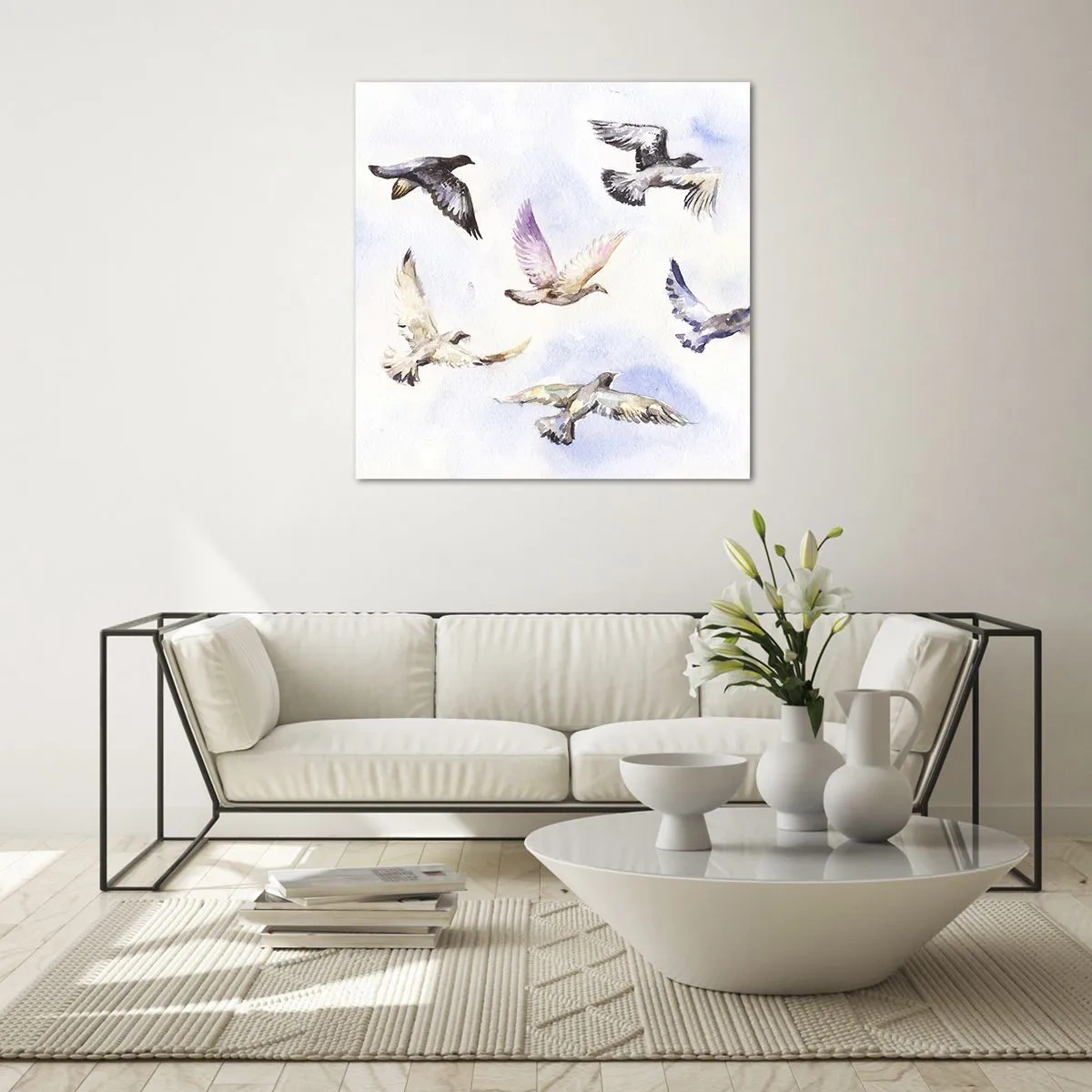 Glasbild - Bild auf glas - Freiheit in Grau und Blau - 70x70 cm