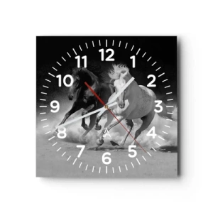 Wanduhr - Glasuhr - Galopp der Freiheit - 40x40 cm