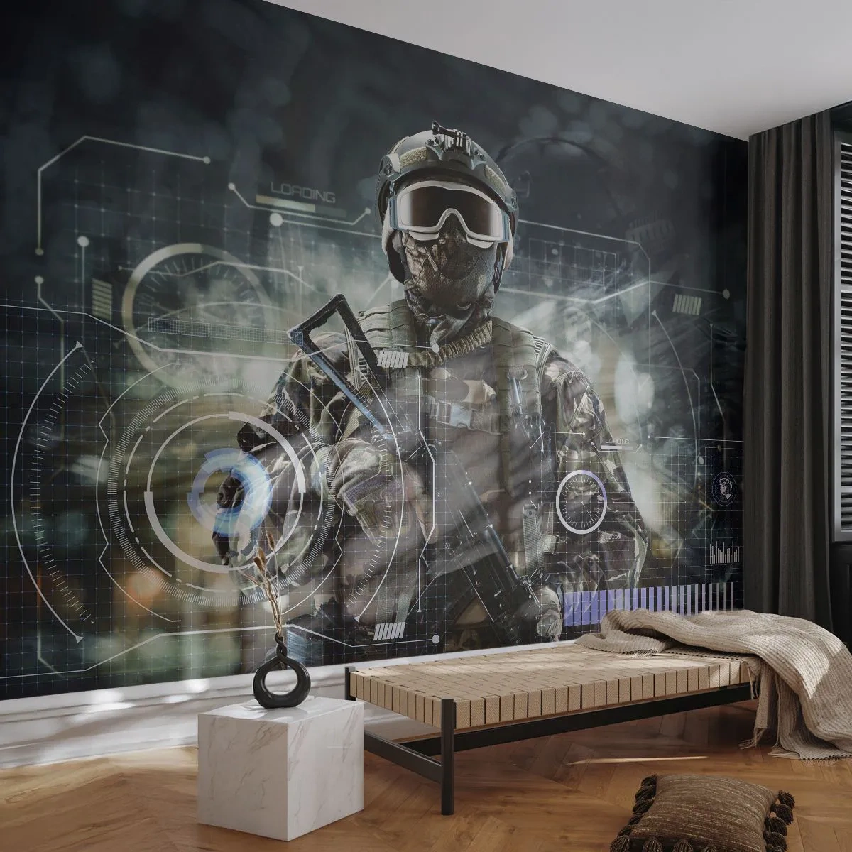 Fototapete Standard Eco - Macht zu Macht - Abstraktion, Soldat, Kommando - 450x315 cm