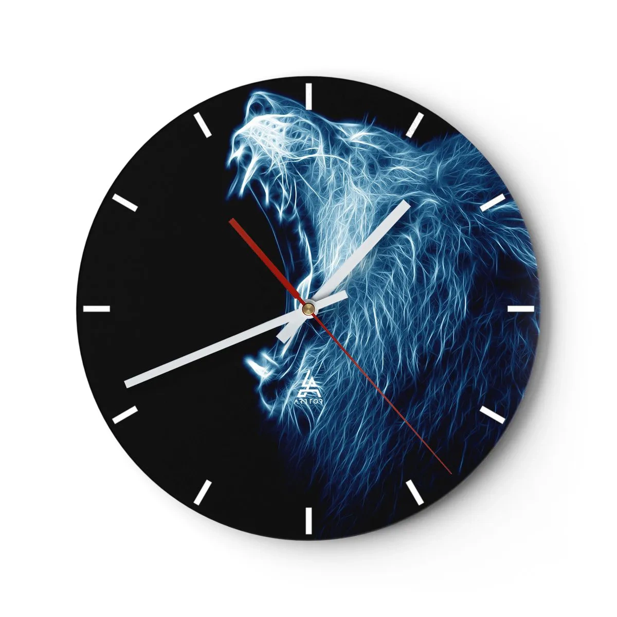 Wanduhr - Glasuhr - Neonwolf im elektrisch blauen Licht - 30x30cm - Der feurige Zorn des Königs - Moderne Wanddekoration für Wohnzimmer, Küche und Schlafzimmer ARTTOR