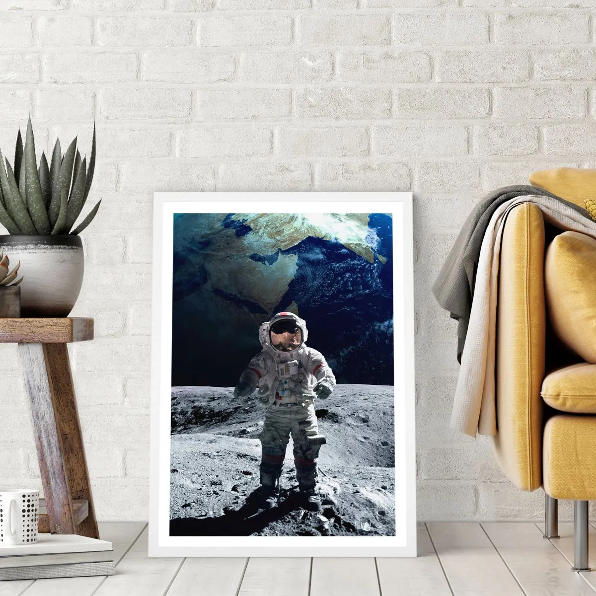 Poster in einem weißen Rahmen - Grüße vom Mond - 70x100 cm