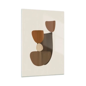 Glasbild - Bild auf glas - Abstrakte Komposition in Braun- und Beigetönen - 50x70cm - Komposition in Bronze - Moderne Wanddekoration für Wohnzimmer und Schlafzimmer ARTTOR