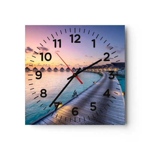 Wanduhr - Glasuhr - Urlaub - zurück zu den Quellen - 30x30 cm